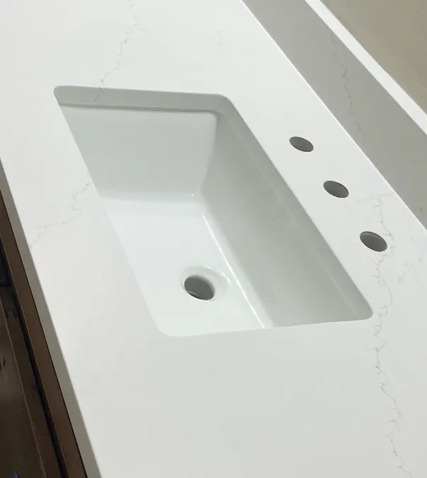 Stone kitchen countertop and precision sink opening