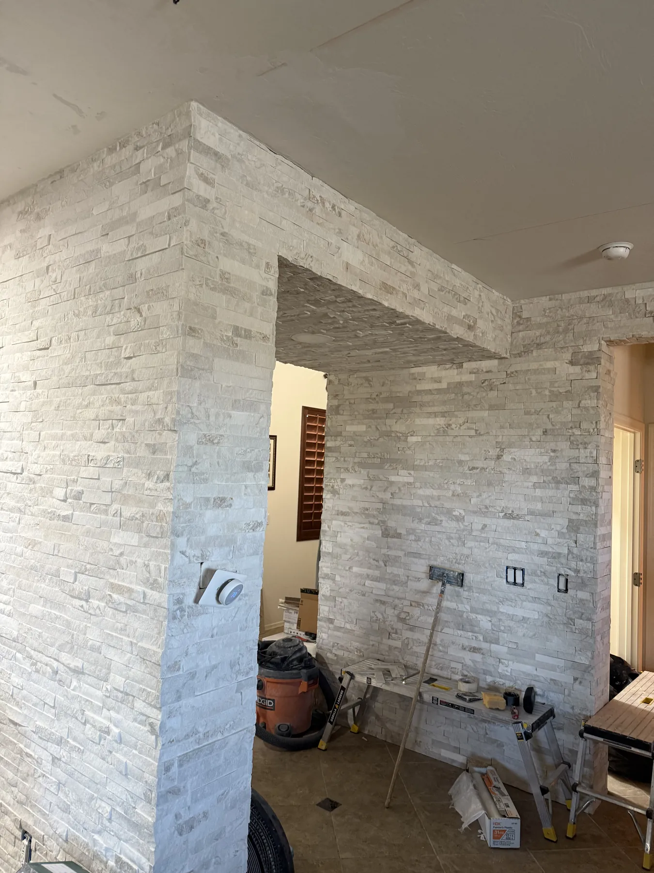 Interior stone feature wall
