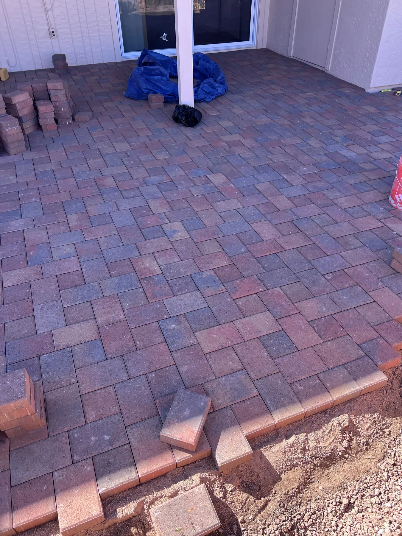 Completed paver walkway through an outdoor space