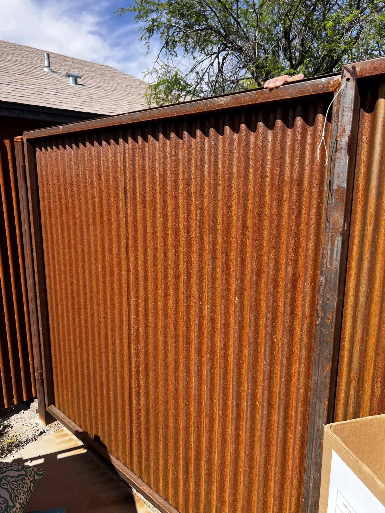 Completed custom wood pedestrian gate