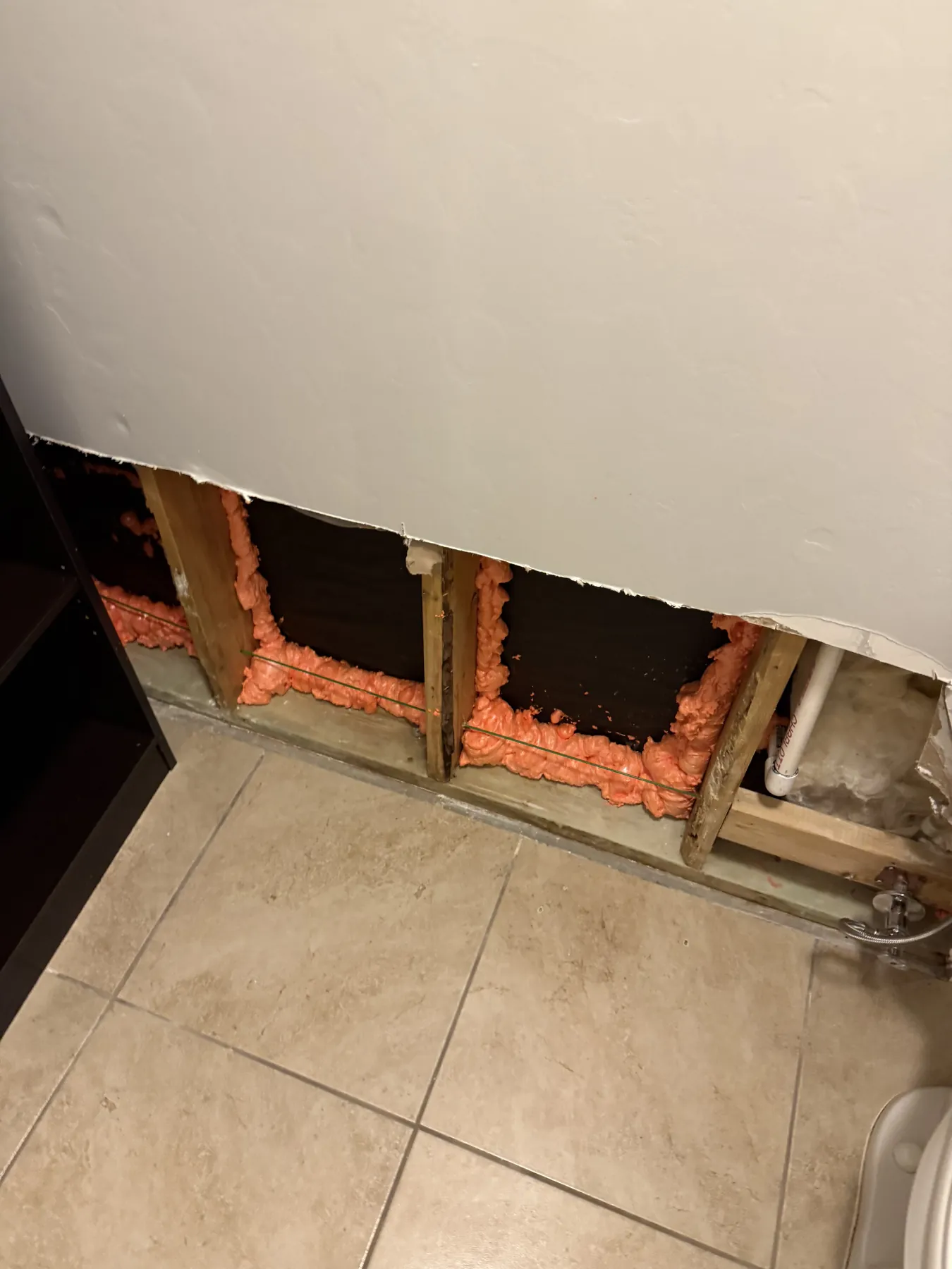 Affected wall opened for mitigation access