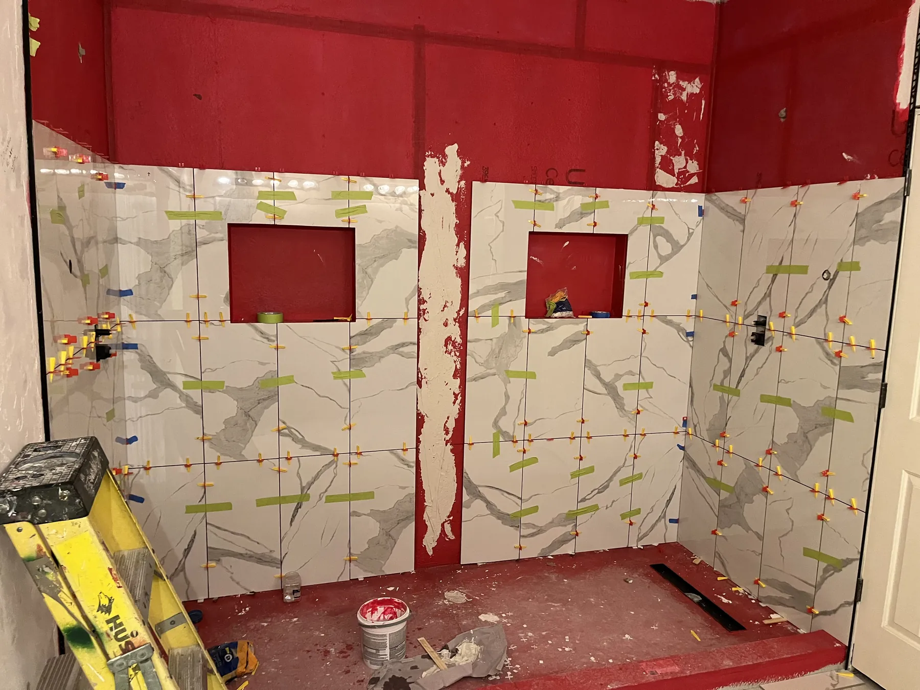 Shower wall preparation before finished tile installation