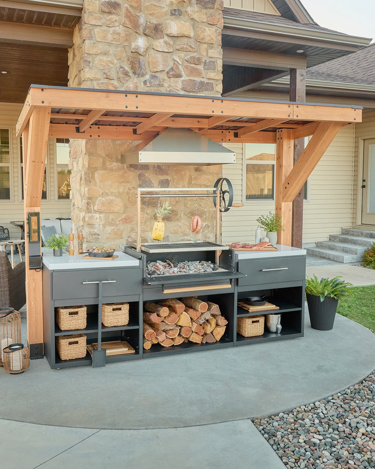 Backyard Discovery Timber Rock Argentine live-fire grill station